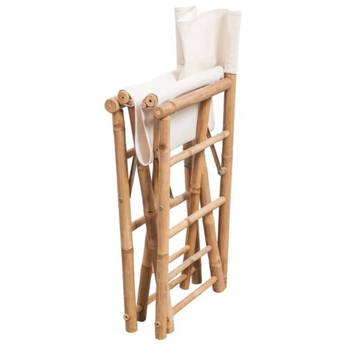 Folding Director's Chair 2pcs Bamboo Canvas - Image 4