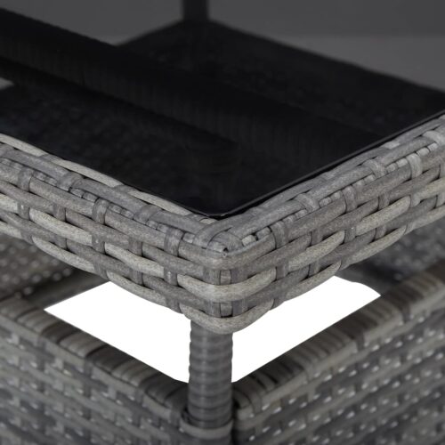 Outdoor Dining Table Grey Poly Rattan Glass - Image 3