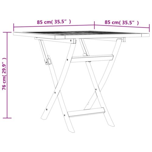 Folding Garden Table 85x85x76cm Solid Teak Wood - Image 8