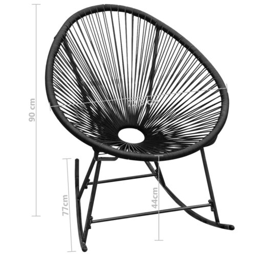 Outdoor Rocking Chair Black Poly Rattan - Image 5
