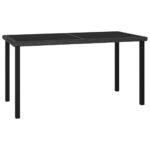 Garden Dining Table Black 140x70x73cm Poly Rattan