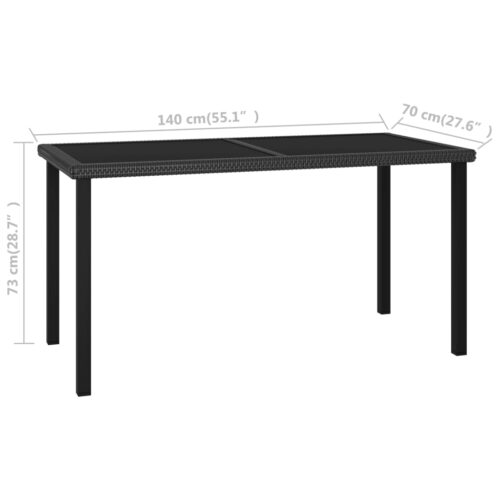 Garden Dining Table Black 140x70x73cm Poly Rattan - Image 5