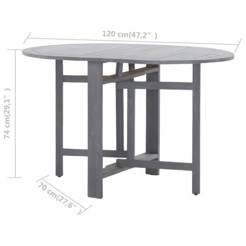 Garden Table Grey 120x70x74cm Solid Acacia Wood - Image 8