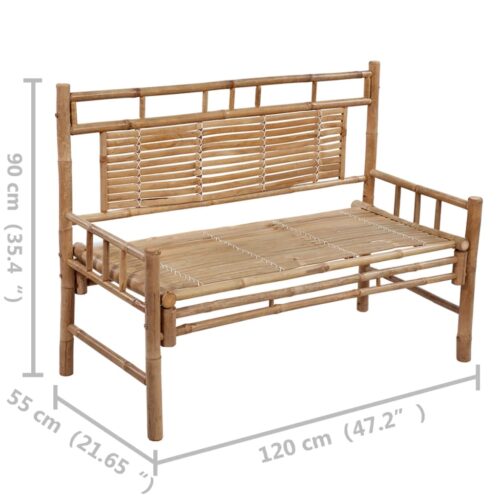 Garden Bench with Cushion 120cm Bamboo - Image 8