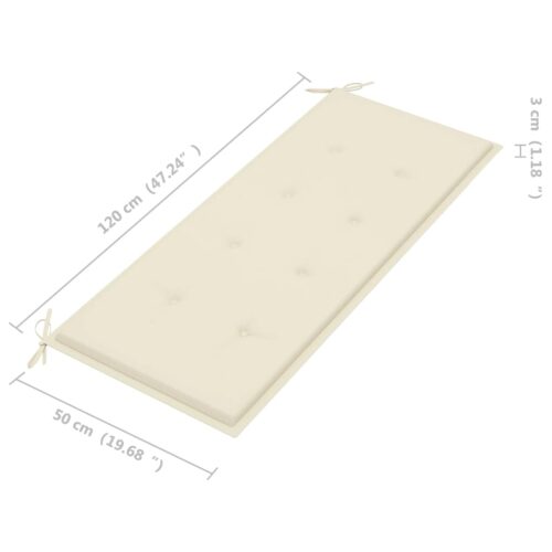 Garden Bench with Cushion 120cm Bamboo - Image 9