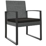 Garden Dining Chairs 2pcs Dark Grey PP Rattan