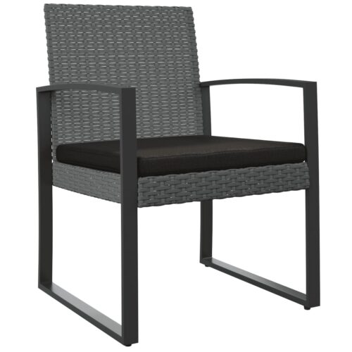 Garden Dining Chairs 2pcs Dark Grey PP Rattan