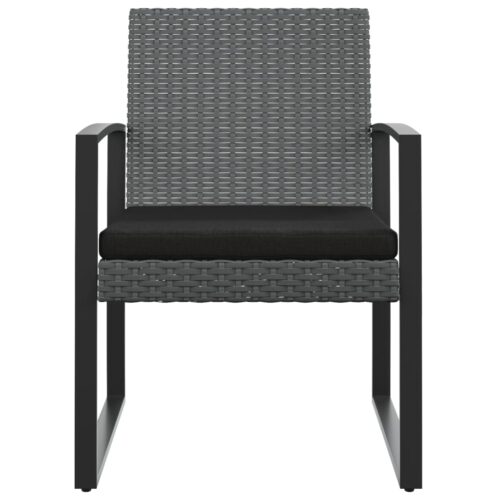 Garden Dining Chairs 2pcs Dark Grey PP Rattan - Image 3
