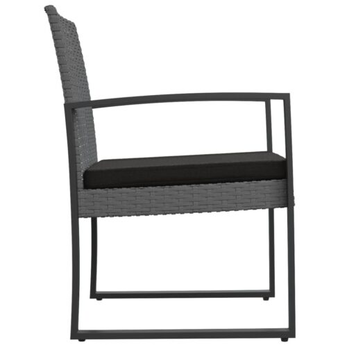 Garden Dining Chairs 2pcs Dark Grey PP Rattan - Image 4