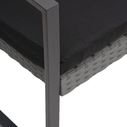 Garden Dining Chairs 2pcs Dark Grey PP Rattan - Image 5