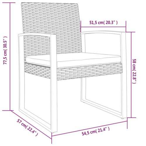 Garden Dining Chairs 2pcs Dark Grey PP Rattan - Image 7