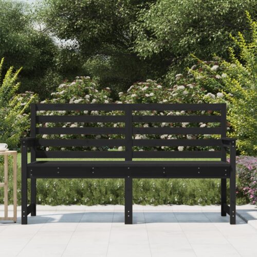 Garden Bench Black 159.5x48x91.5cm Solid Wood Pine - Image 2