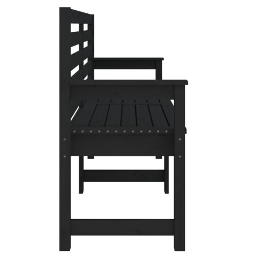Garden Bench Black 159.5x48x91.5cm Solid Wood Pine - Image 5