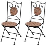 Folding Bistro Chairs 2pcs Ceramic Terracotta