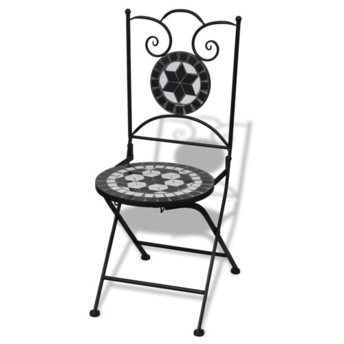 Folding Bistro Chairs 2pcs Ceramic Black White - Image 2