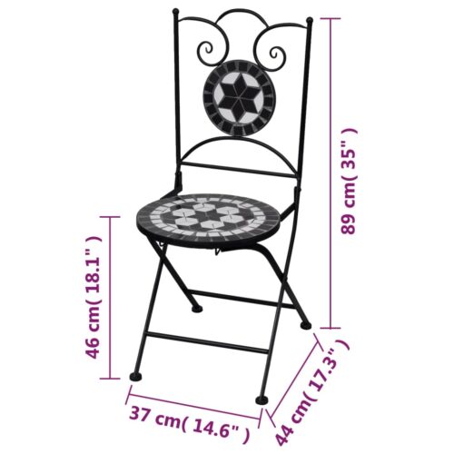 Folding Bistro Chairs 2pcs Ceramic Black White - Image 7