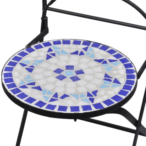 Folding Bistro Chairs 2pcs Ceramic Blue White - Image 5