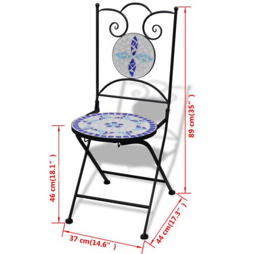 Folding Bistro Chairs 2pcs Ceramic Blue White - Image 7