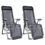 Folding Garden Chairs 2pcs Aluminium Textilene Grey