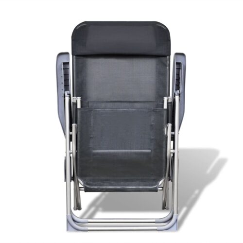 Folding Garden Chairs 2pcs Aluminium Textilene Grey - Image 3