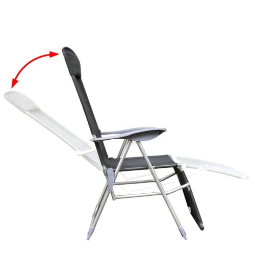 Folding Garden Chairs 2pcs Aluminium Textilene Grey - Image 4