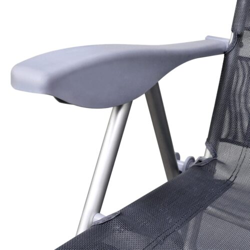 Folding Garden Chairs 2pcs Aluminium Textilene Grey - Image 5