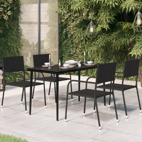 Garden Dining Table Black 140x70x74cm Steel Glass - Image 7