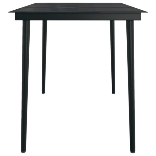 Garden Dining Table Black 140x70x74cm Steel Glass - Image 4