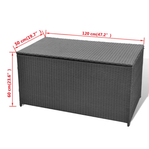 Garden Storage Box Black 120x50x60cm Poly Rattan - Image 6