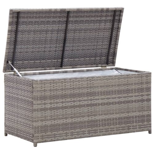 Garden Storage Box Poly Rattan 100x50x50cm Grey - Image 2