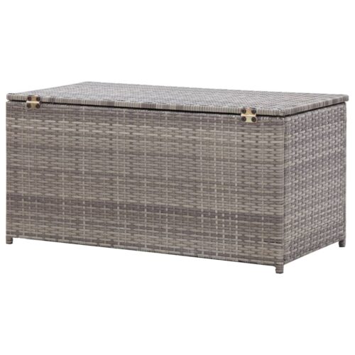 Garden Storage Box Poly Rattan 100x50x50cm Grey - Image 5