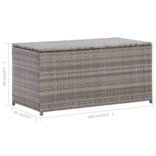 Garden Storage Box Poly Rattan 100x50x50cm Grey - Image 9
