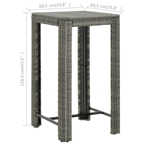 Garden Bar Table Grey 60.5x60.5x110.5cm Poly Rattan - Image 6