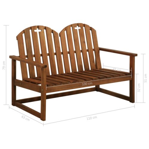 Garden Bench 110cm Solid Acacia Wood - Image 6