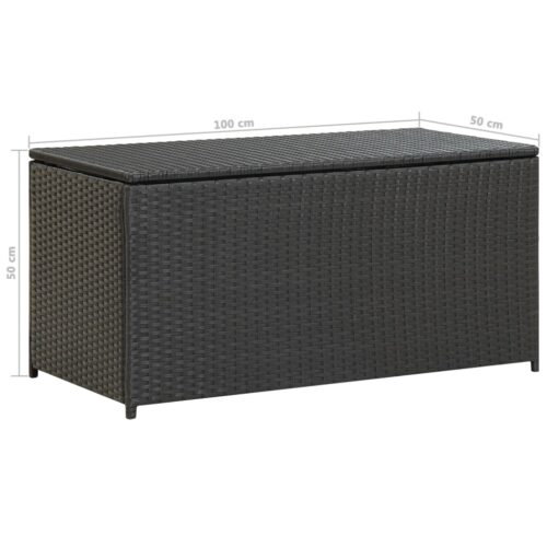 Garden Storage Box Poly Rattan 100x50x50cm Black - Image 8