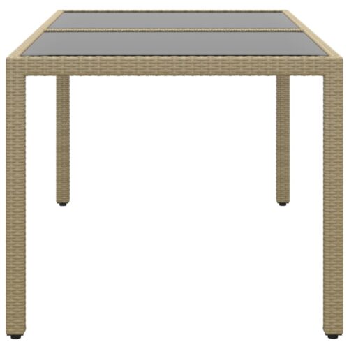 Garden Table 150x90x75cm Tempered Glass Poly Rattan Beige - Image 3