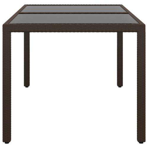Garden Table 150x90x75cm Tempered Glass Poly Rattan Brown - Image 3