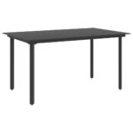 Garden Dining Table Black 150x80x74cm Steel Glass