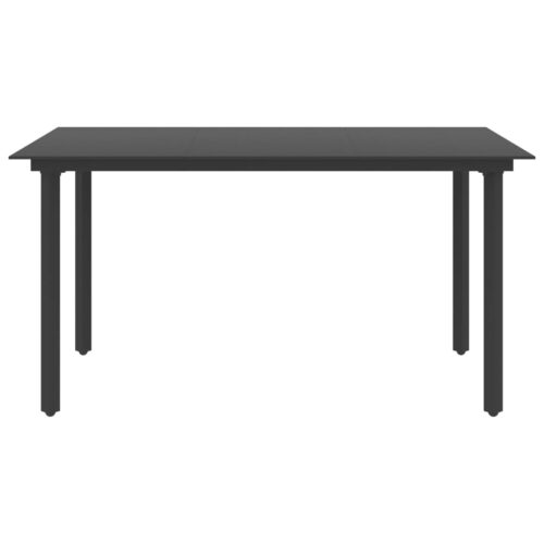 Garden Dining Table Black 150x80x74cm Steel Glass - Image 2