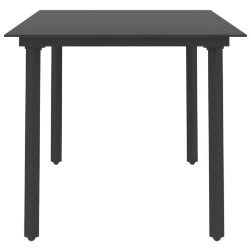 Garden Dining Table Black 150x80x74cm Steel Glass - Image 3