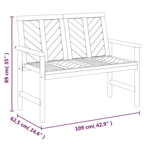Garden Bench 109cm Solid Wood Acacia - Image 7
