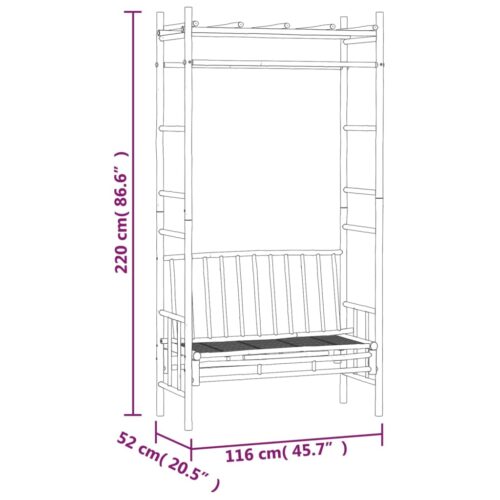 Garden Bench with Pergola 116cm Bamboo - Image 6