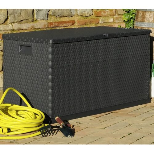 Garden Storage Box Anthracite 120x56x63cm PP Rattan - Image 4