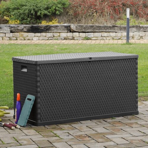 Garden Storage Box Anthracite 120x56x63cm PP Rattan - Image 5