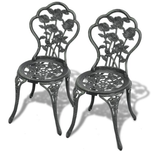 Bistro Chairs 2pcs Cast Aluminium Green