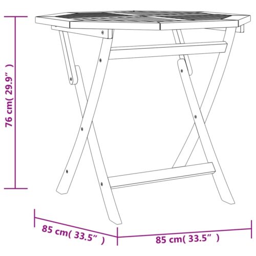 Folding Garden Table 85x85x76cm Solid Teak Wood - Image 8