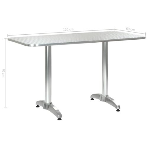 Garden Table Silver 120x60x70cm Aluminium - Image 6