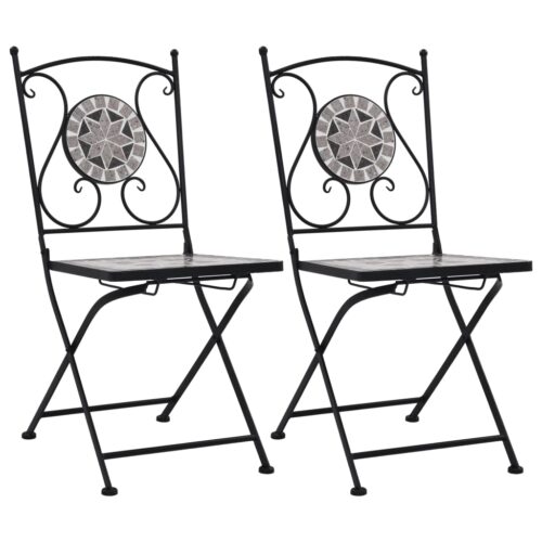 2x Mosaic Garden Chairs Ceramic Iron Outdoor Patio Bistro Lounge Dining Seats
