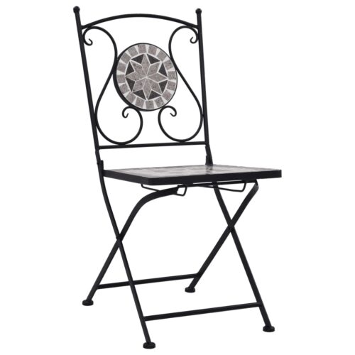 2x Mosaic Garden Chairs Ceramic Iron Outdoor Patio Bistro Lounge Dining Seats - Image 2
