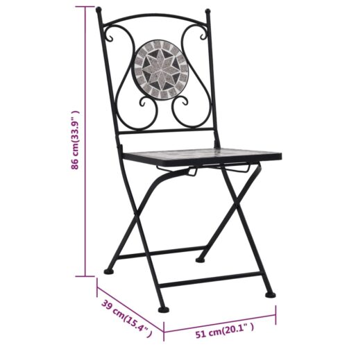 2x Mosaic Garden Chairs Ceramic Iron Outdoor Patio Bistro Lounge Dining Seats - Image 11